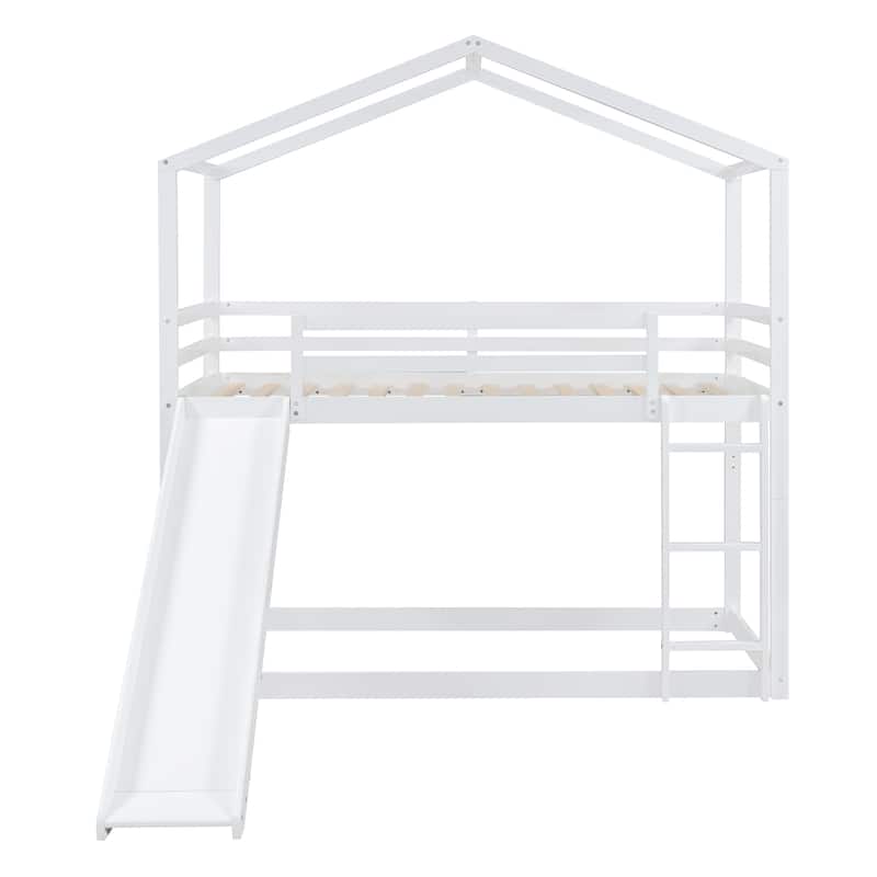 Bunk Bed with Roof, Slide and Ladder