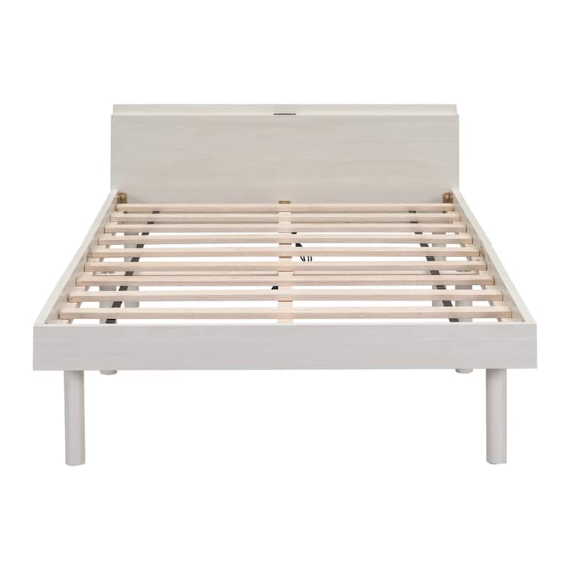Modern Design Bed Twin Size Platform Bed Frame Built-in USB Port