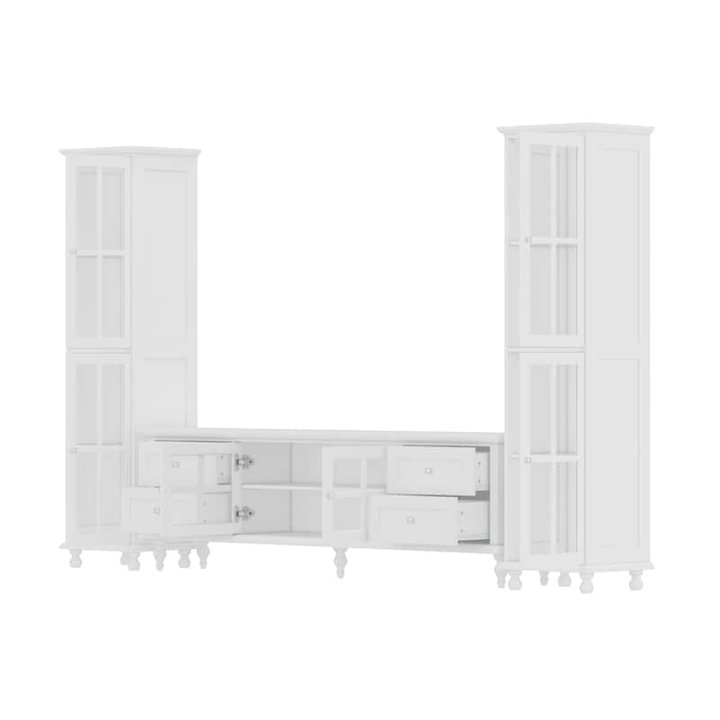 Cabinet Set with Tempered GlassStorage & TV Stand Combo Organization - SideCabinet+TVStand