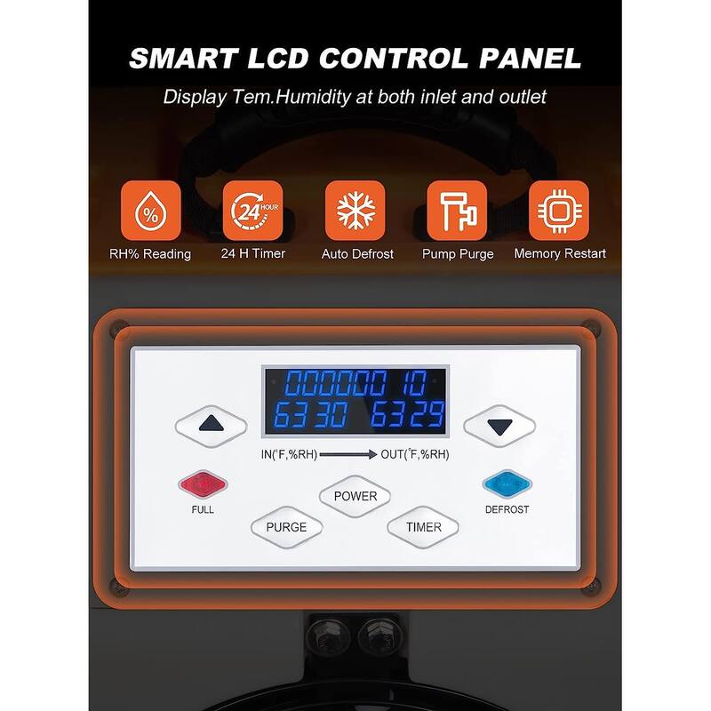 180 PPD Commercial Dehumidifier with Pump Auto Defrost Memory Starting