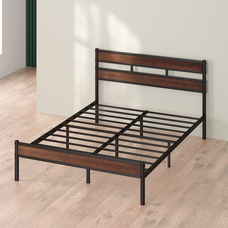 Priage by ZINUS Brown Bamboo and Metal Platform Bed Frame