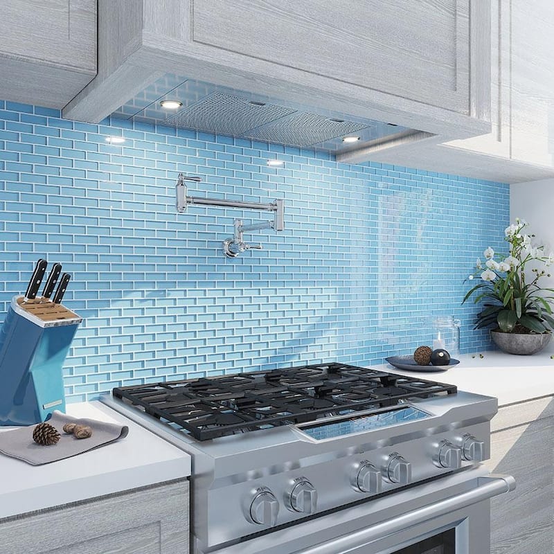 Apollo tile 12" x 12" Colorway Glossy Sapphire Blue Glass Tile (4.92 sq ft/case) - 5 Pack - Blue