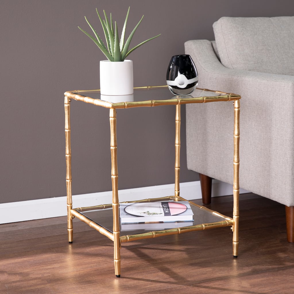SEI Furniture Overton Glass-Top Side Table