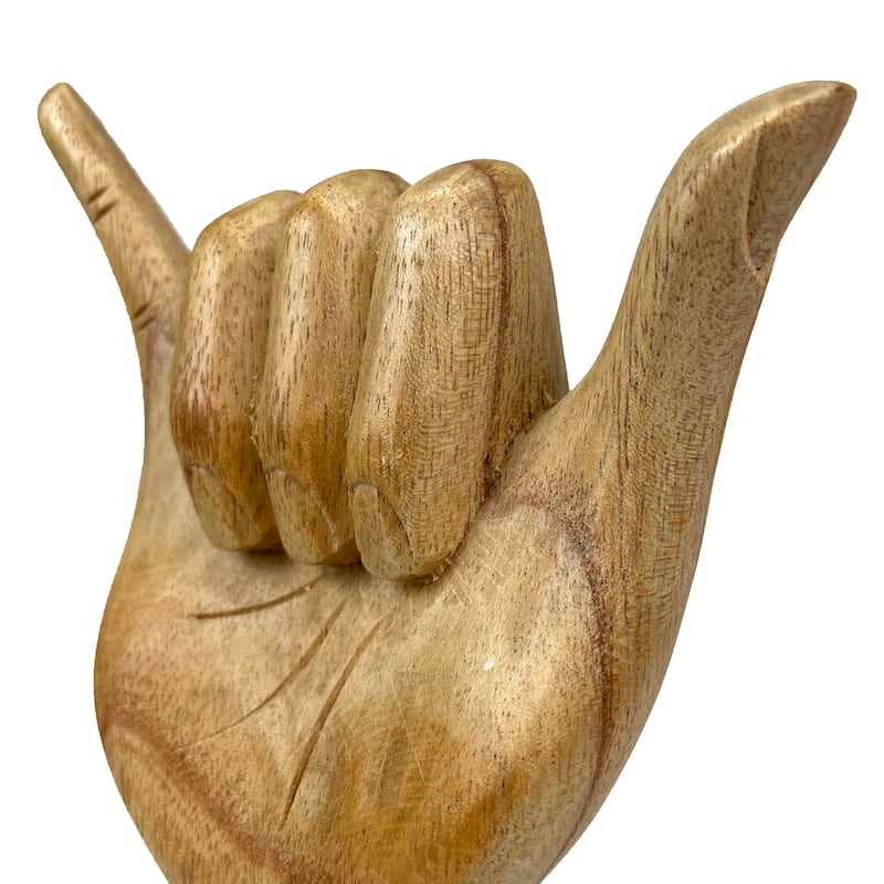 Hang Loose Wooden Hand Sculpture Relaxed Vibes Decor - 8 X 5.5 X 2.25 inches