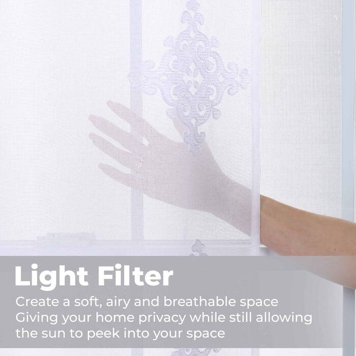 Superior Damask Grommet Sheer Window Curtain Panels (Set of 2)