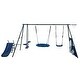 preview thumbnail 2 of 16, 6 in 1 Outdoor Playground Metal Saucer Swing Set with Mini Slide