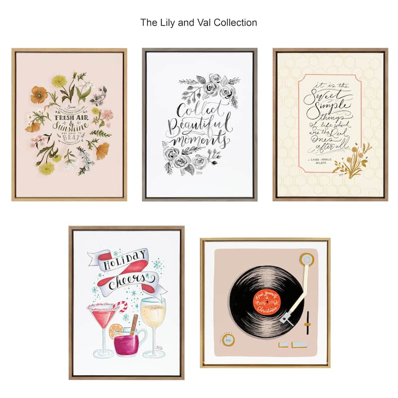 Kate and Laurel Sylvie Sweet Simple Things Framed Canvas by Valerie McKeehan of Lily and Val - Gold