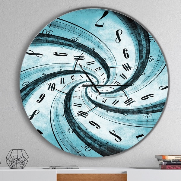 slide 2 of 10, Designart 'Time Vortex Spiral' Oversized Contemporary Wall CLock