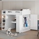 preview thumbnail 2 of 78, Twin/Full Size Loft Bed with Bulit-in Desk and Wardrobes, Solid Wood Kids Loft Bedframe with 4 Drawers and Storage Shelves
