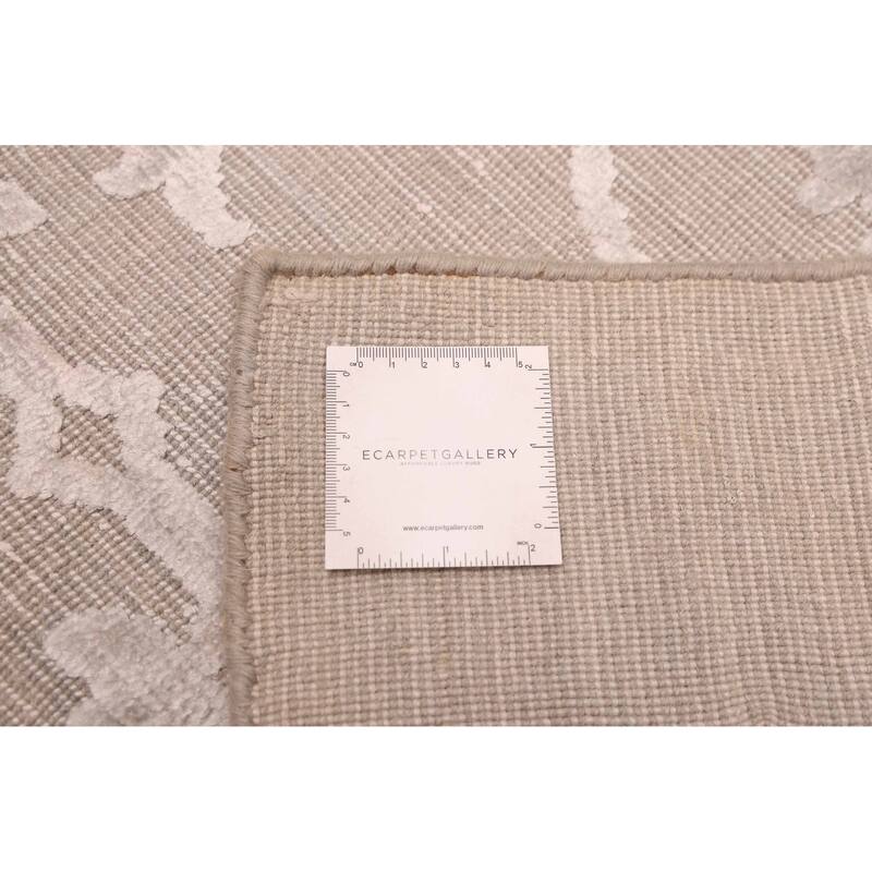 ECARPETGALLERY Hand Loomed Elysian Taupe Viscose, Wool Rug - 8'0 x 11'0