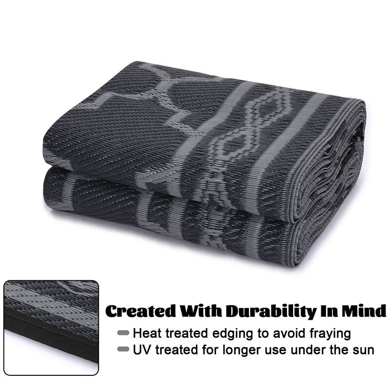 Outdoor Rug Waterproof Reversible Rug Outside Plastic Carpet, Stain & UV Resistant Portable RV Rug