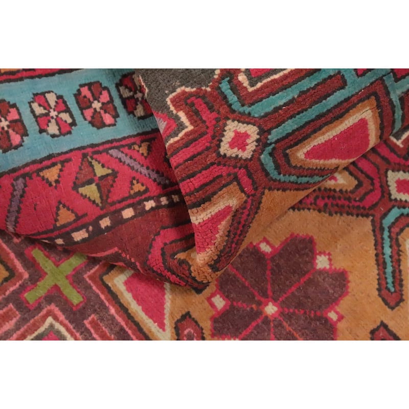 Hand Knotted Oriental 100% Wool Carpet Traditional Geometric Red Ardebil Area Rug - 9' 5'' X 4' 8''