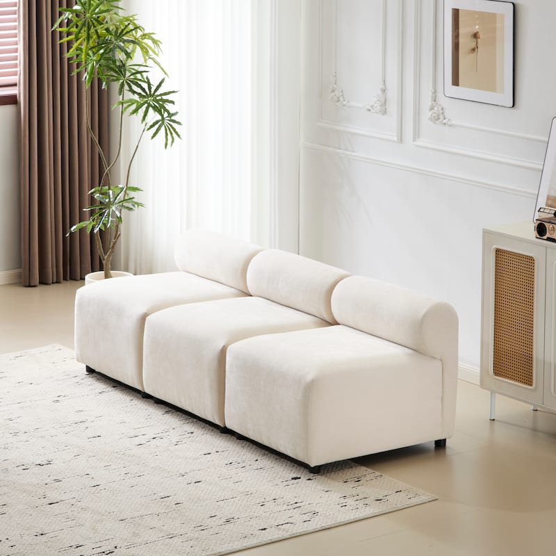 78 in. 3-Piece 3 Seater Beige Fabric Modular Sofa for Living & Bedroom & Office