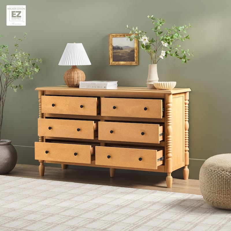 Walker Edison Easy Assembly 6-Drawer Dresser with Wood-Turning Details