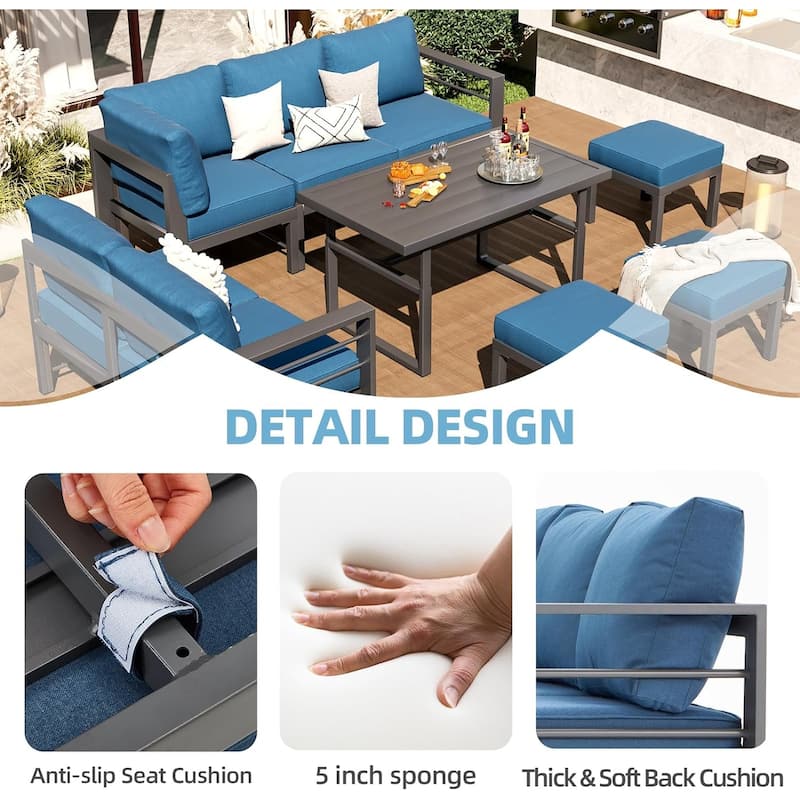 AECOJOY Aluminum Patio Furniture Set Outdoor Conversation Table and Chair