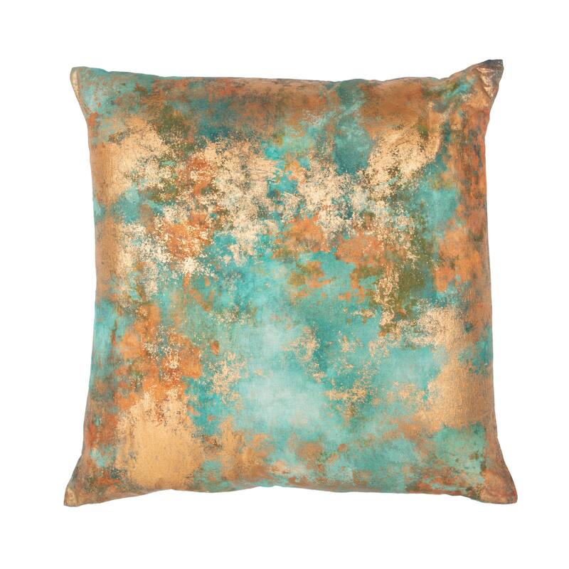 Villa by Classic Home Equilibrium 22x22 Linen Blend Throw Pillow - Turquoise Copper