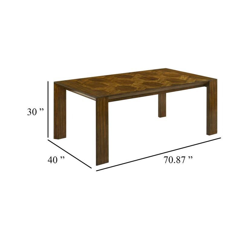 Liyo Dining Table, 71 Inch Rectangular Brown Wood Top, Block Legs