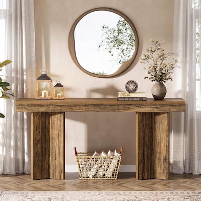 63" Console Table, Farmhouse Entryway Table, Wooden Rectangular Sofa Table