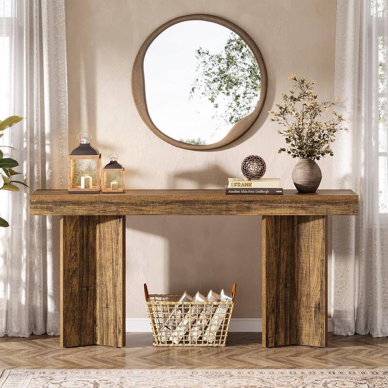 63" Farmhouse Console Table for Entrance, Hallway, Living Room, Rustic Brown