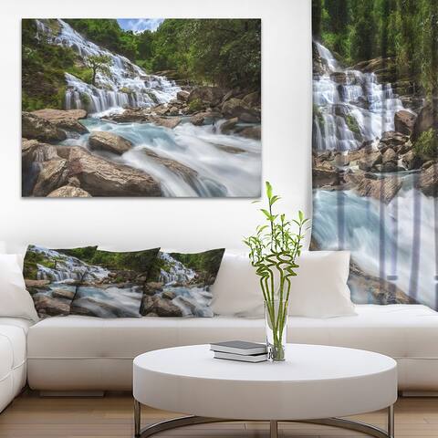 Designart 'White Mae Ya Waterfall Landscape' Photo Canvas Print