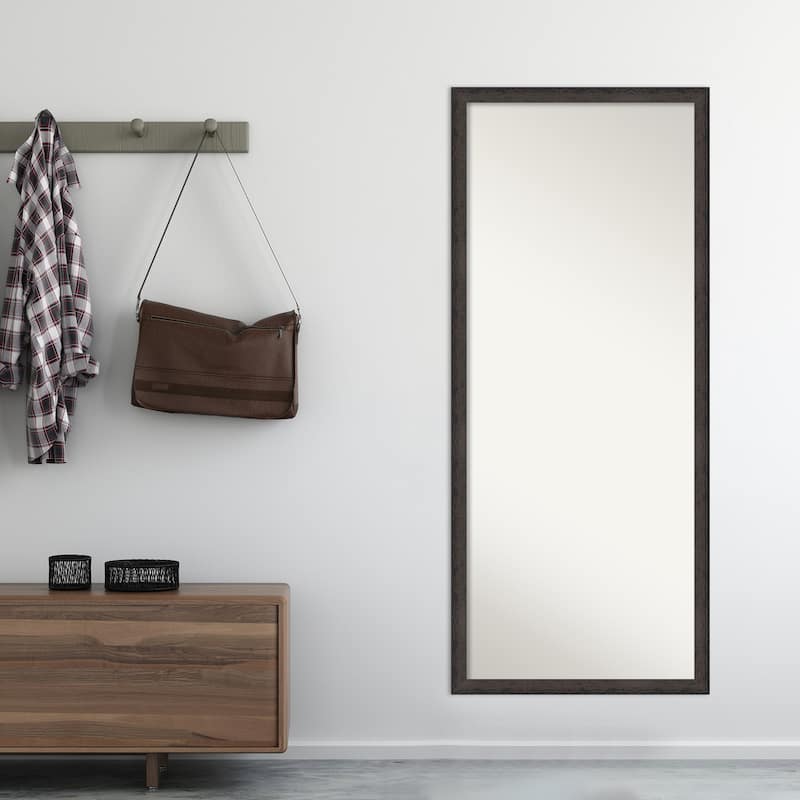 Dappled Narrow Non-Beveled Wood Framed Full-Length Floor Leaner Mirror - Glass Size 24x60