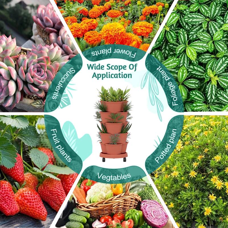 Vertical Strawberry Planter 5 Tier Hanging Vertical Gardening Planter Stackable Garden Tower Pot for Strawberries Flowers