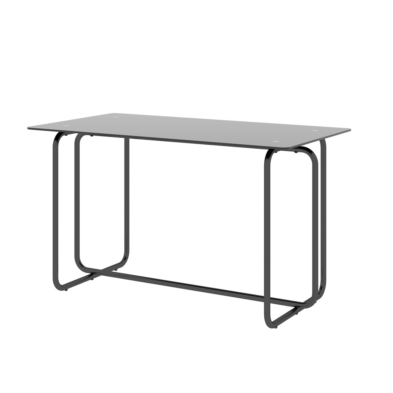 Tempered Glass Rectangular Dining Table with Metal Frame