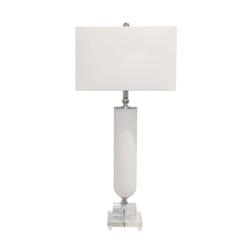 Pasargad Home Lucent Frosted Glass & Lucite Pedestal Table Lamp - D16" x H35" - Fronsted
