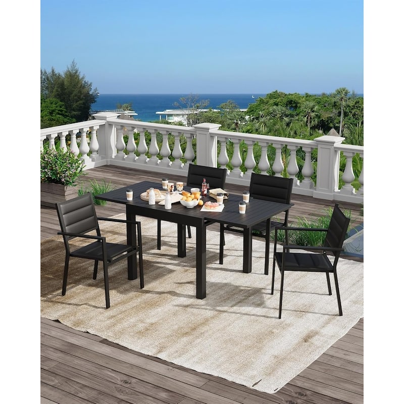 Patio Extendable Dining Table for 4-6,Aluminum Outdoor Dining Table 31.5-63 for Backyard Porch, Deck