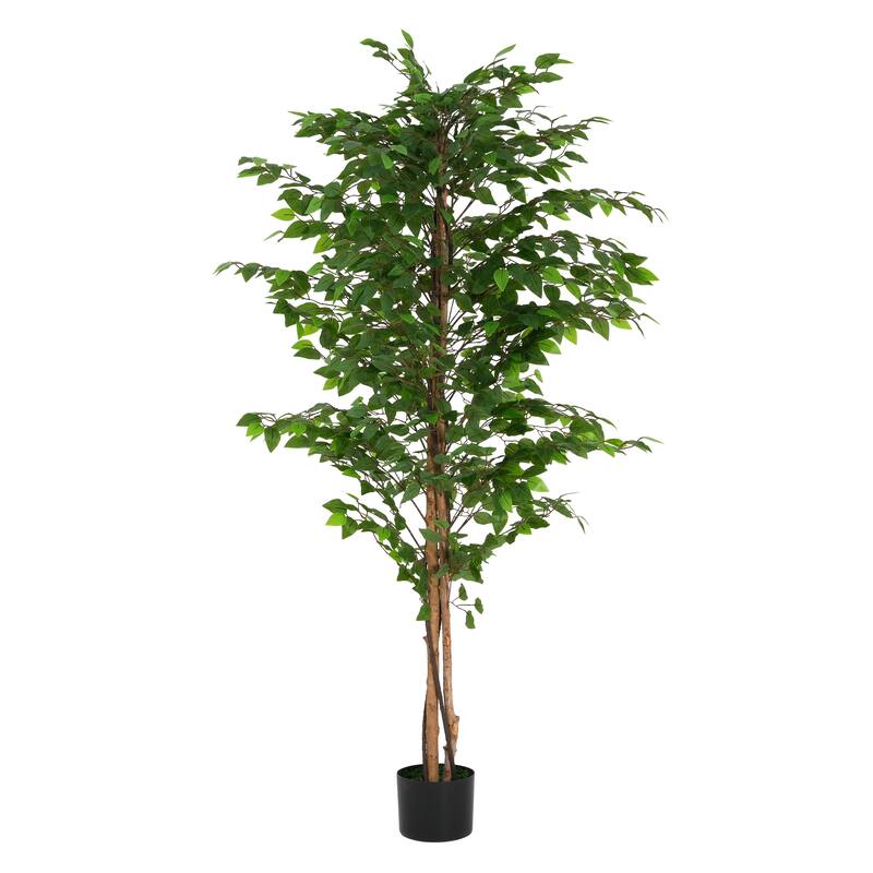 Christopher Knight Home - Majestic 74" Artificial Ficus Tree with Pot, Lush Greenery for Your Home - Wood