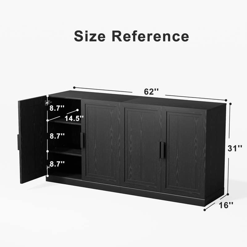 Sideboard Buffet Cabinet Farmhouse Kitchen Pantry Cabinet with Adjustable Shelves for Kitchen Dining Room Living Room