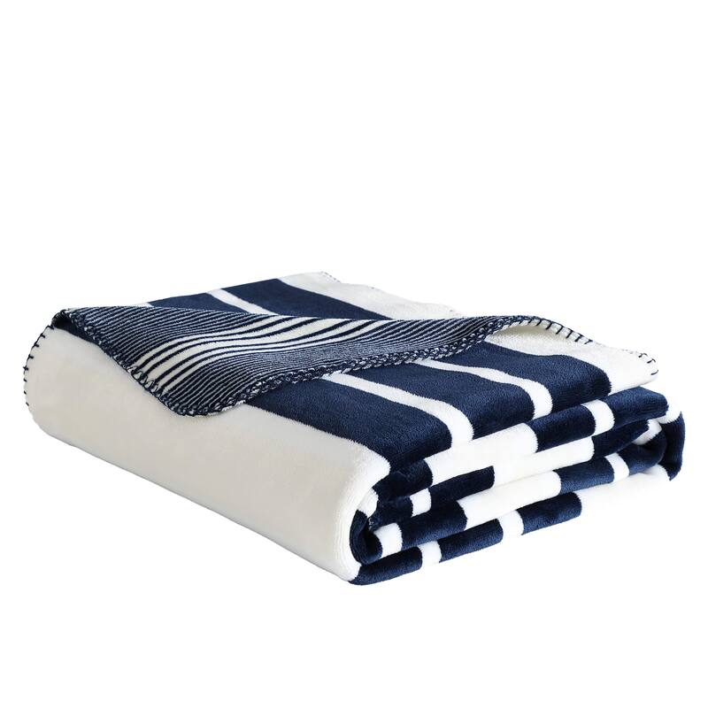 Nautica Plush Fleece Reversible Throw Blanket