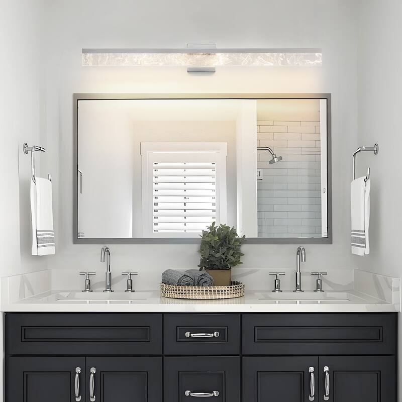LED Bathroom Vanity Light 24/32/39 inch Dimmable Metal Wall Sconce - Black/Warm White Light