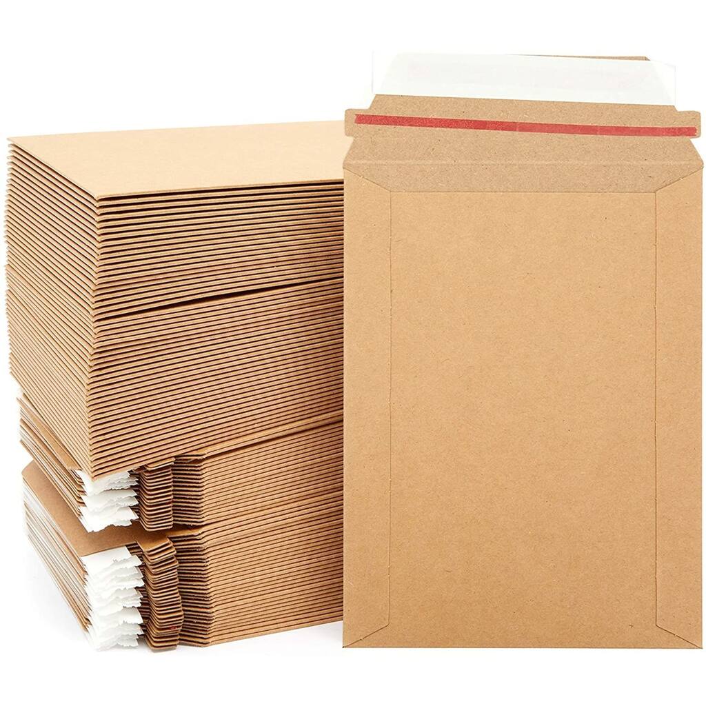Stockroom Plus 100 Pack Rigid Mailers 6x8 - 450 GSM Sturdy Self-Adhesive Cardboard Envelopes