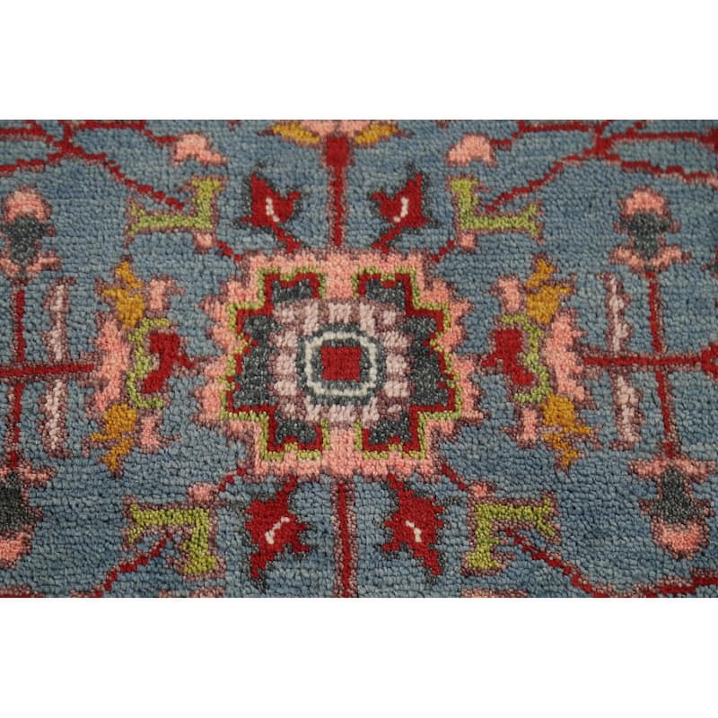 Blue Floral Oushak Indian Accent Rug Handmade Wool Carpet - 2'10"x 4'11"
