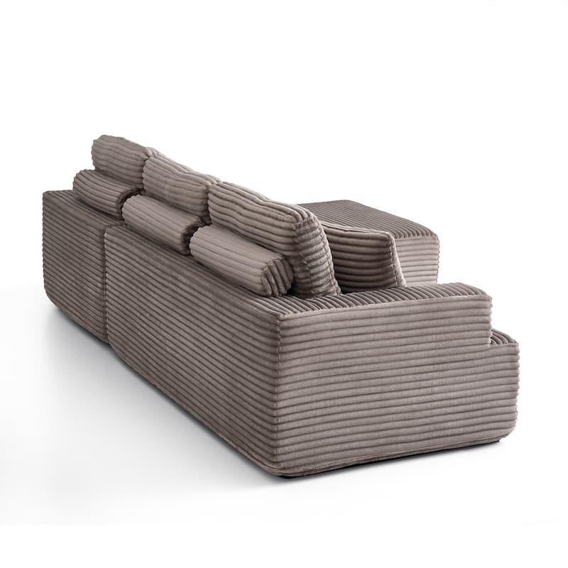 Corduroy Chaise Sectional Sofa Convertible Modular Sleeper Couch
