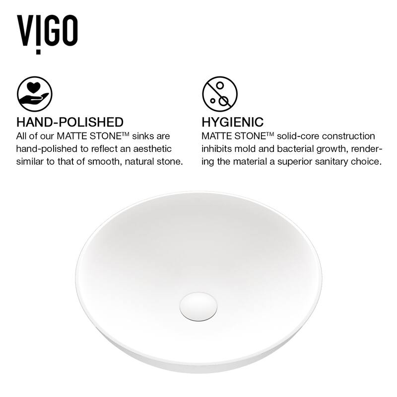 Vigo Lotus 16" Circular Matte Stone� Vessel Bathroom Sink