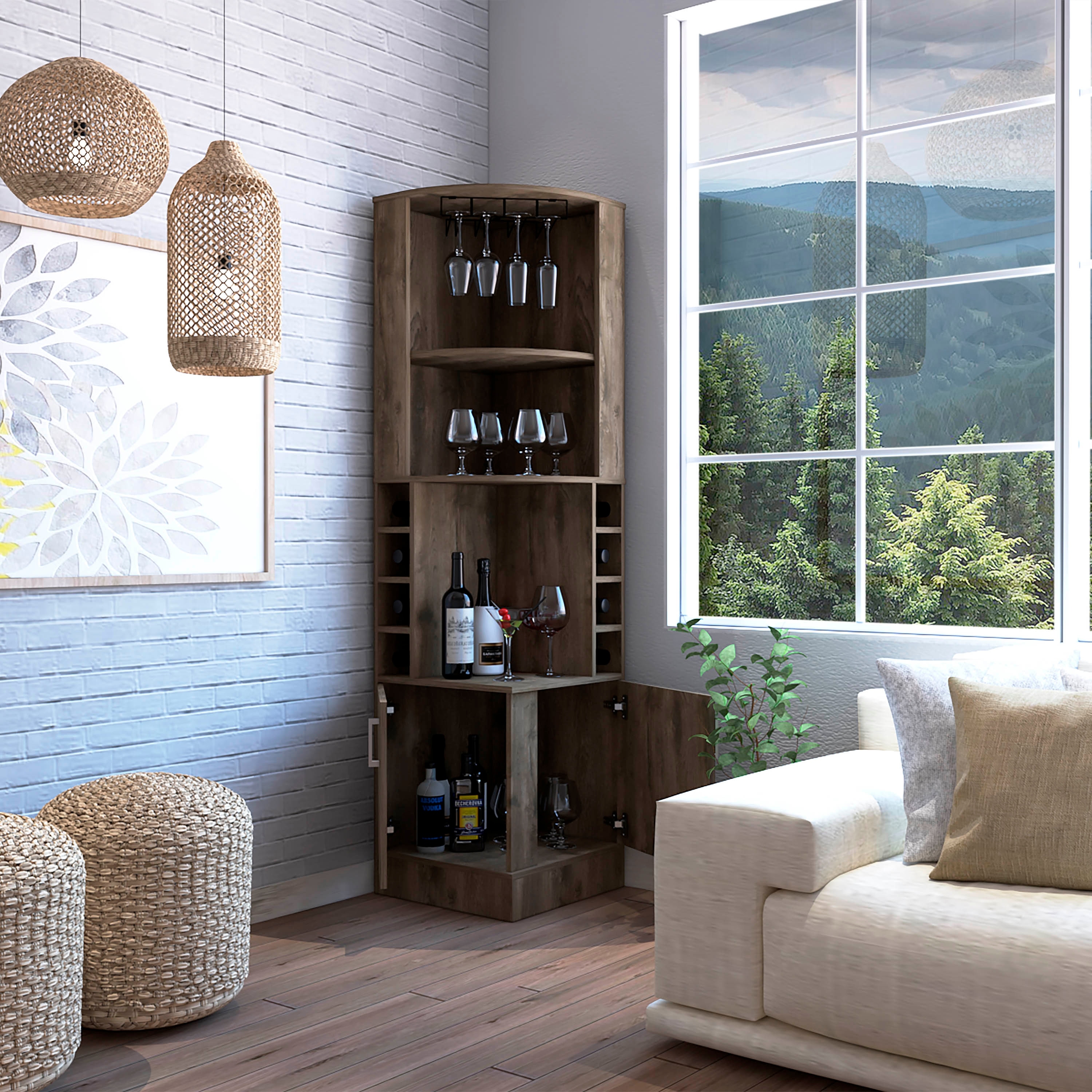 Tuhome syrah corner bar cabinet new arrivals