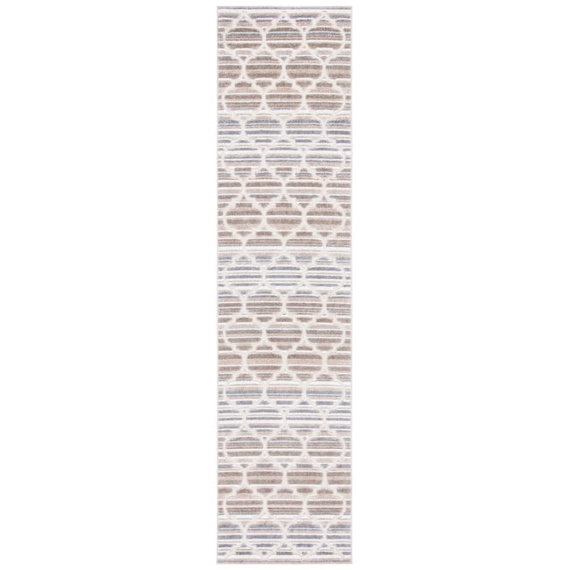SAFAVIEH Cabana Kaleen Indoor/ Outdoor Waterproof Patio Trellis Rug - 2'2" x 9' Runner - Grey/Ivory