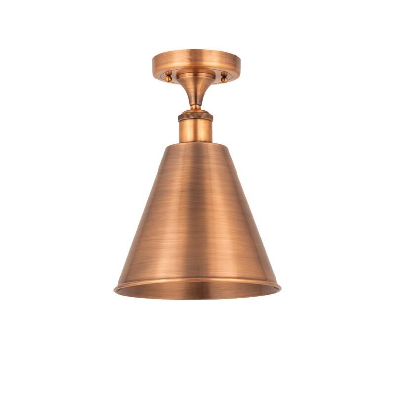 Innovations Lighting Ballston Cone - 1 Light 8" Semi-Flush Mount - Antique Copper