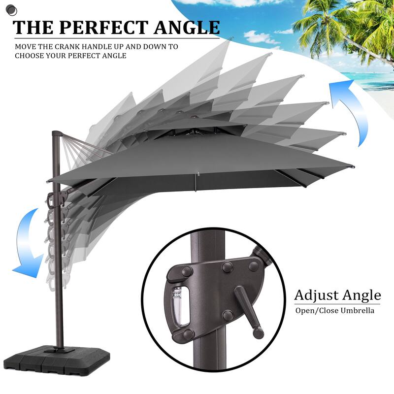 Pellebant 10 ft Square Patio Cantilever-Offset Umbrella with Base