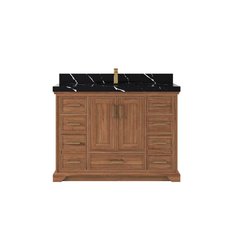 Willow Collections 48 in. W x 22 in. D Charlotte Teak Single Sink Bathroom Solid Teak Vanity with Countertop