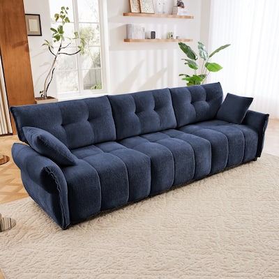 110.2" Chenille 4-Seat Sofa with Tufted Design & Sponge Cushions