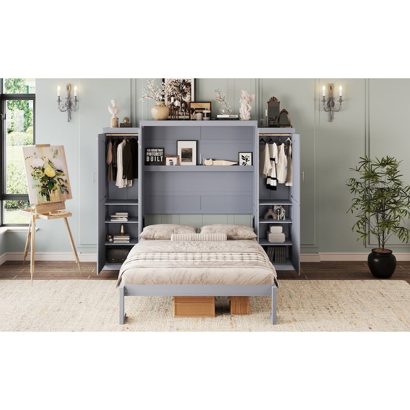 Full Murphy Bed with Wardrobes & Shelves