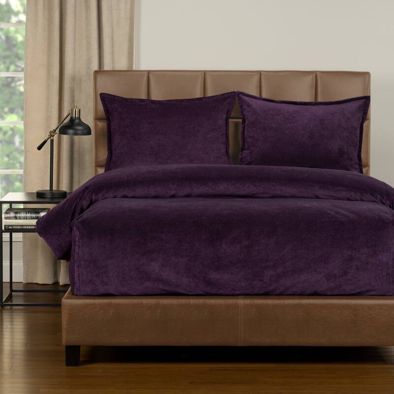 Mixology Padma 3 Piece Bed Cap Comforter Set with Sewn Corners - Aubergine - California King