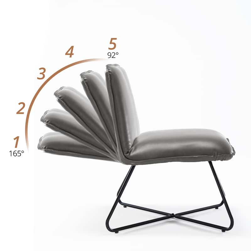 LUE BONA Mid Century Faux Leather Accent Chair With Adjustable Backrest - 31.5'' H X 22.2'' W X 23.6'' D