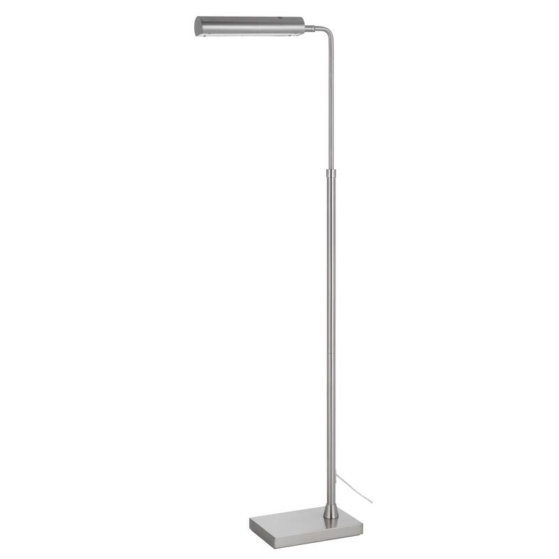 Kime 44-58 Inch Floor Lamp, Adjustable Height, LED, Brushed Steel Finish