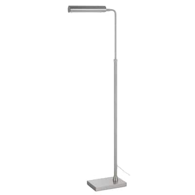 Kime 44-58 Inch Floor Lamp, Adjustable Height, LED, Brushed Steel Finish