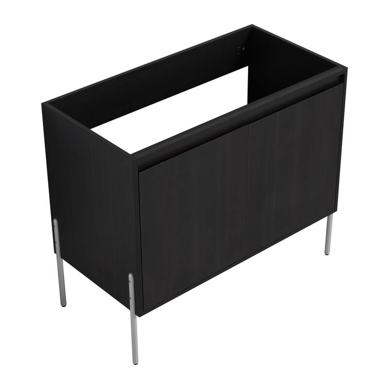 36" Freestanding Bathroom Vanity Cabinet, Soft Close Double Doors, Durable Eco-Friendly Plywood Construction - 35.06in L Plywood - 35.06in L Dark Oak