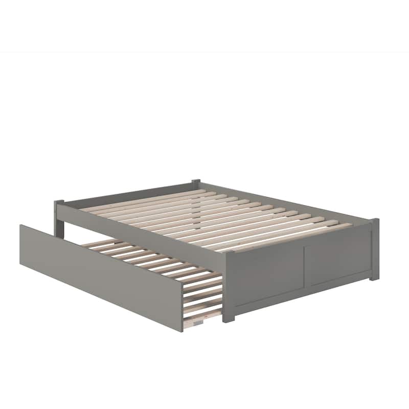 Concord Full Platform Bed with Twin Trundle Bed in Gray